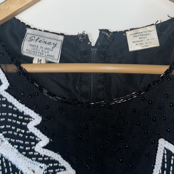 Stenay Vintage silk sequin top, black with white sequin - Picture 4 of 6